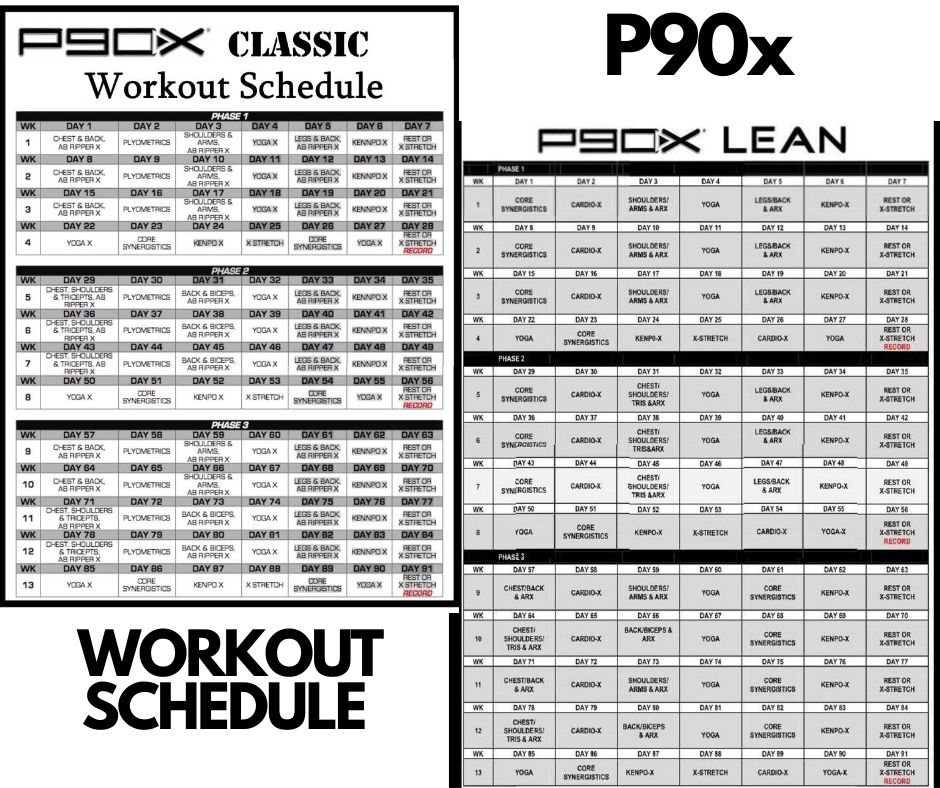 15 Minute P90X Lean Workout Calendar for Gym